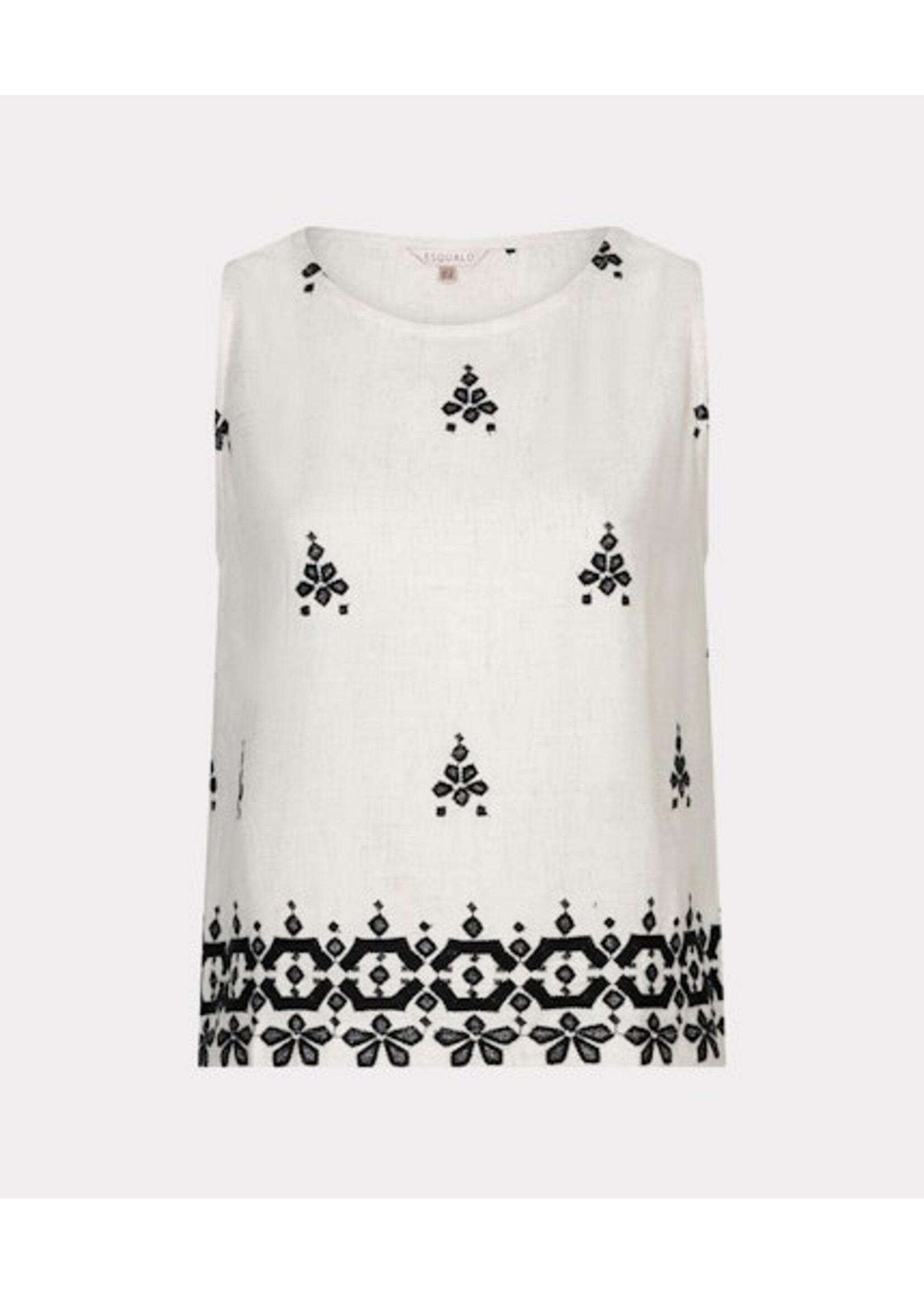 EsQualo Top slv/lss embroidery