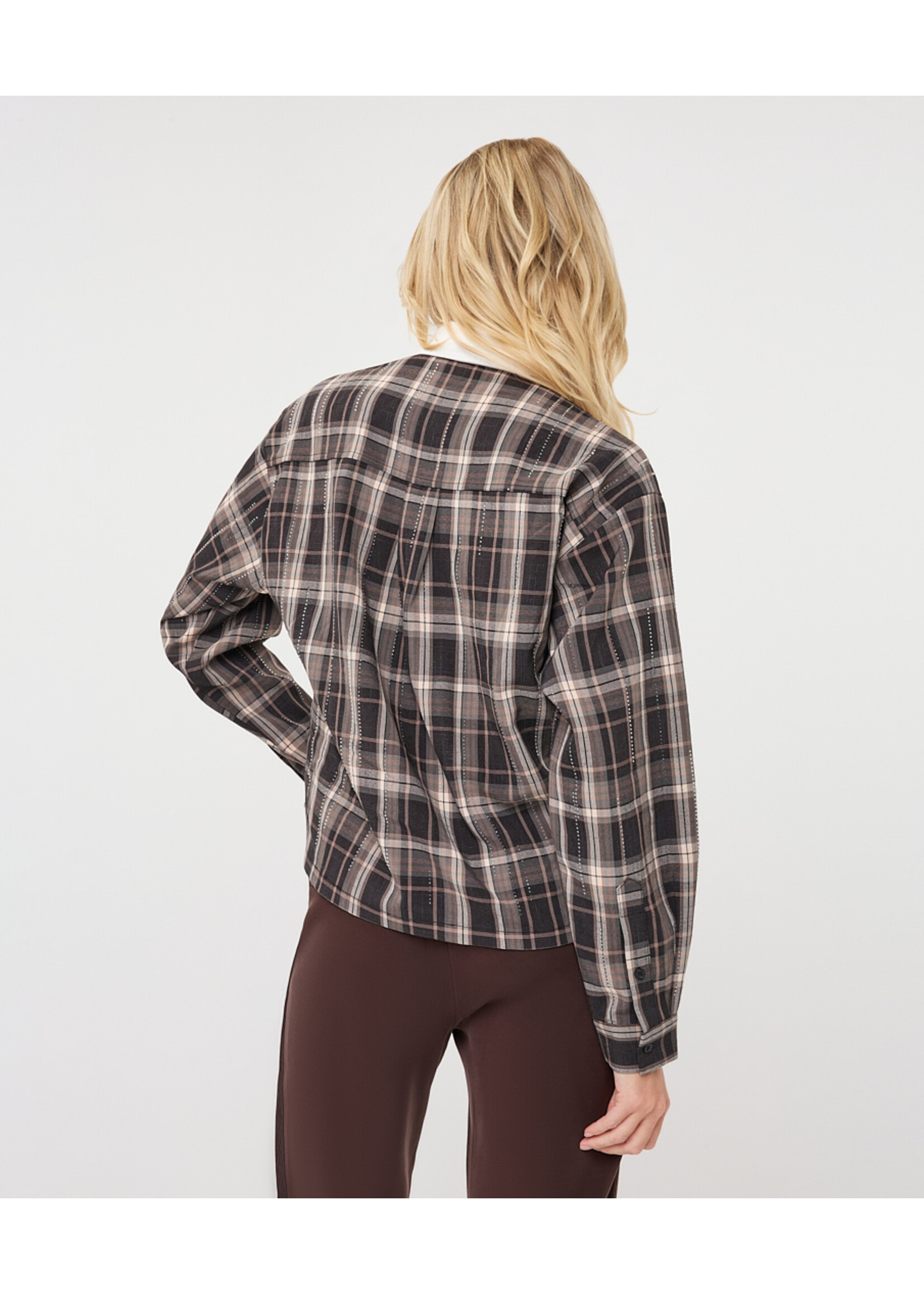 EsQualo Blouse short check strass F2628512