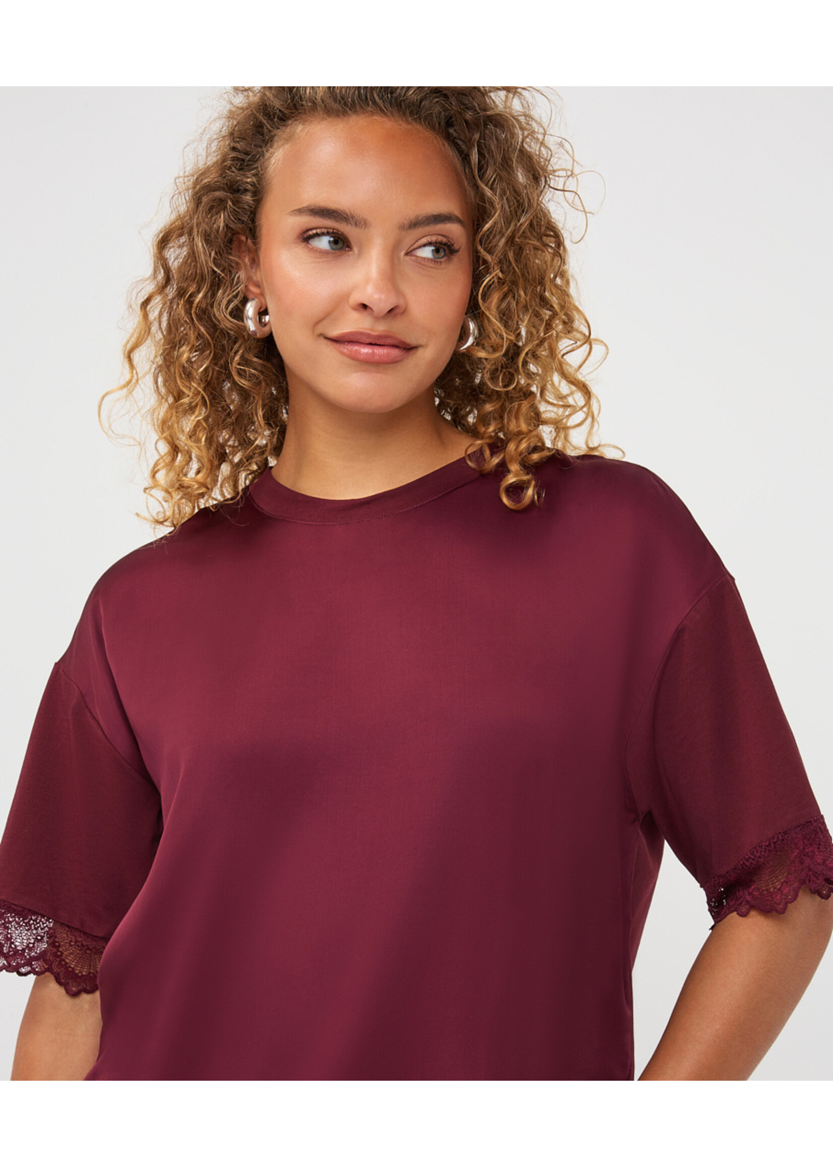EsQualo T-shirt lace satin F26.05516