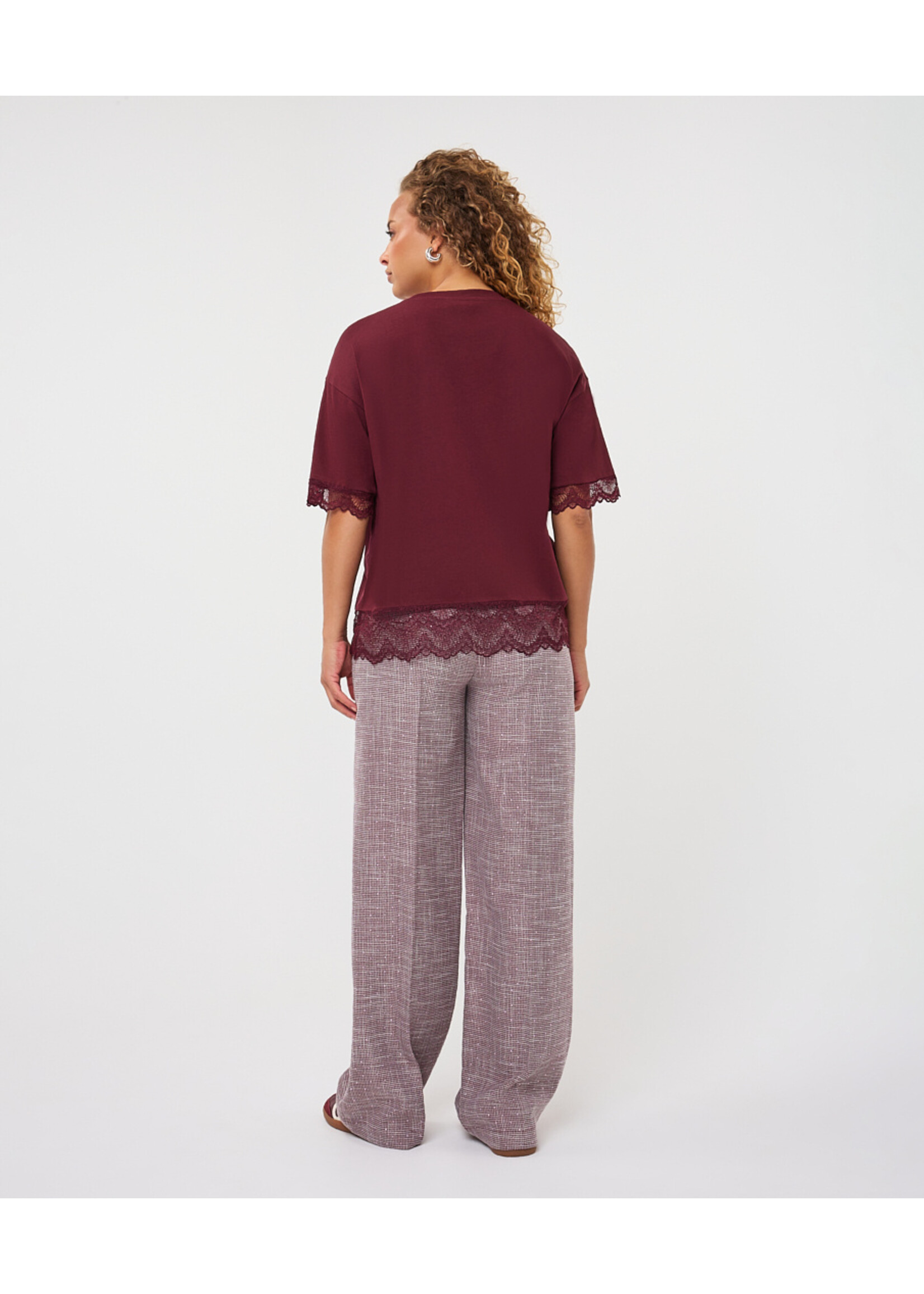 EsQualo T-shirt lace satin F26.05516