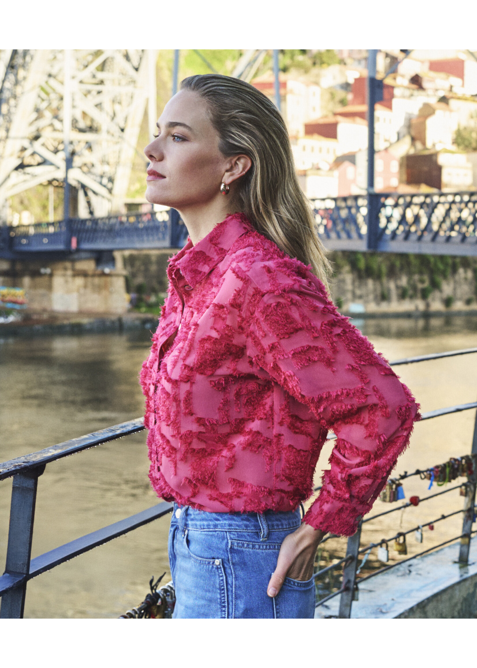 EsQualo Blouse oversized basic plumetis F26.15508