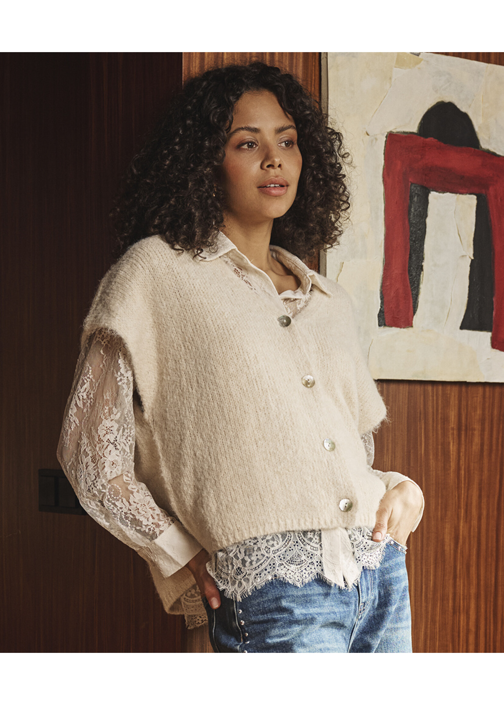 EsQualo Cardigan slve/lss knit W.26.03702