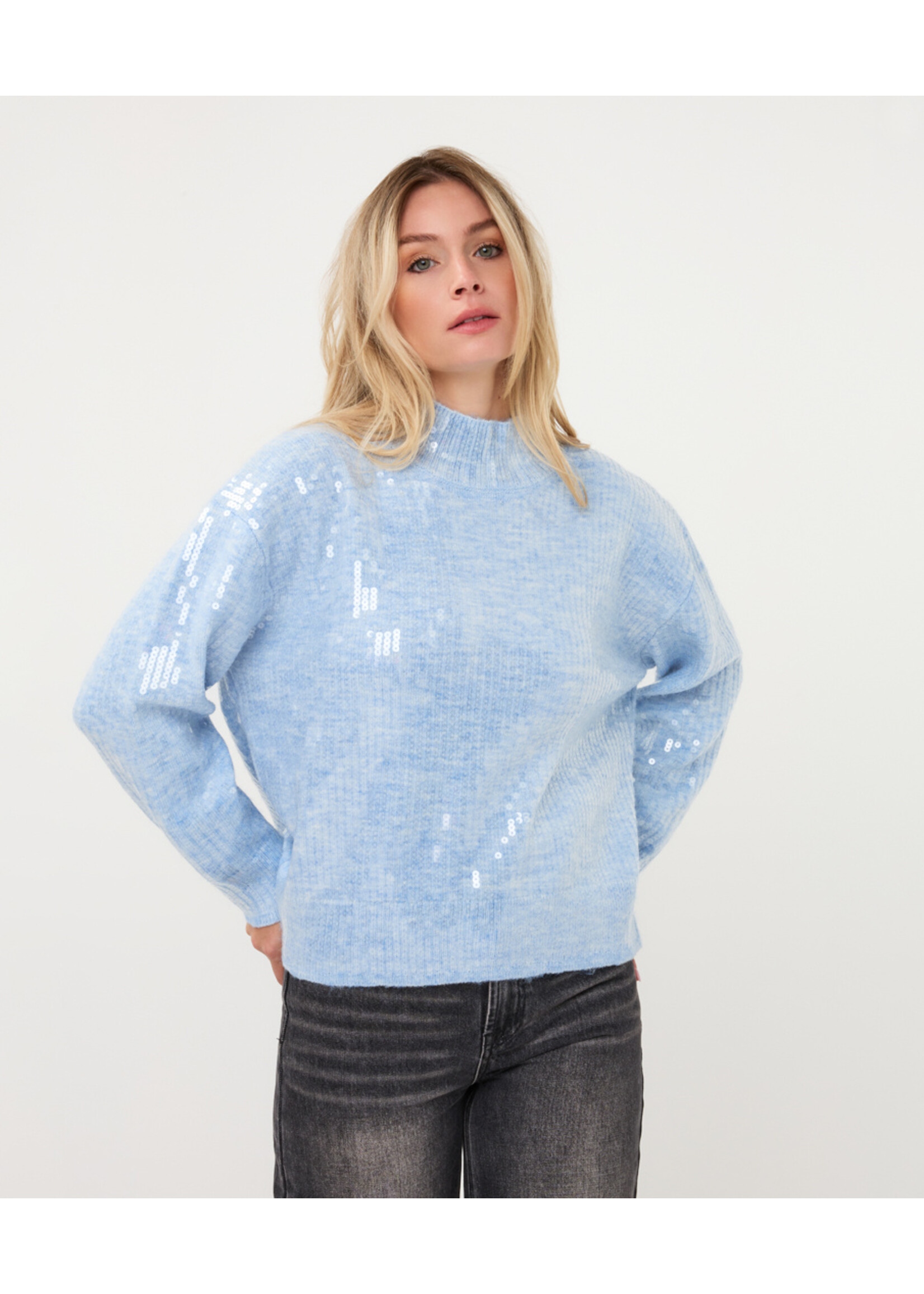 EsQualo Sweater boxy sequins W26.02710