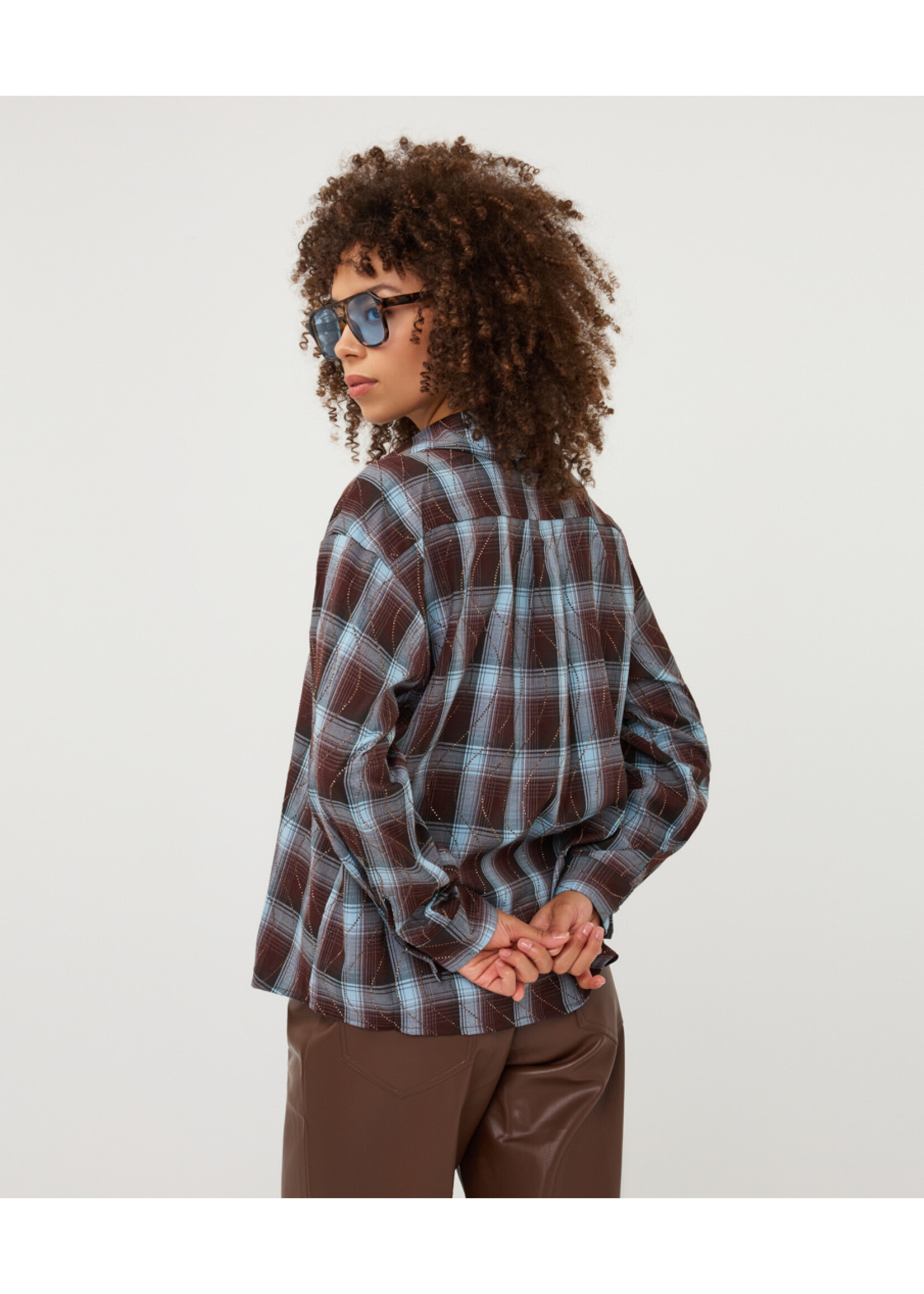 EsQualo Blouse check strass W26.28723