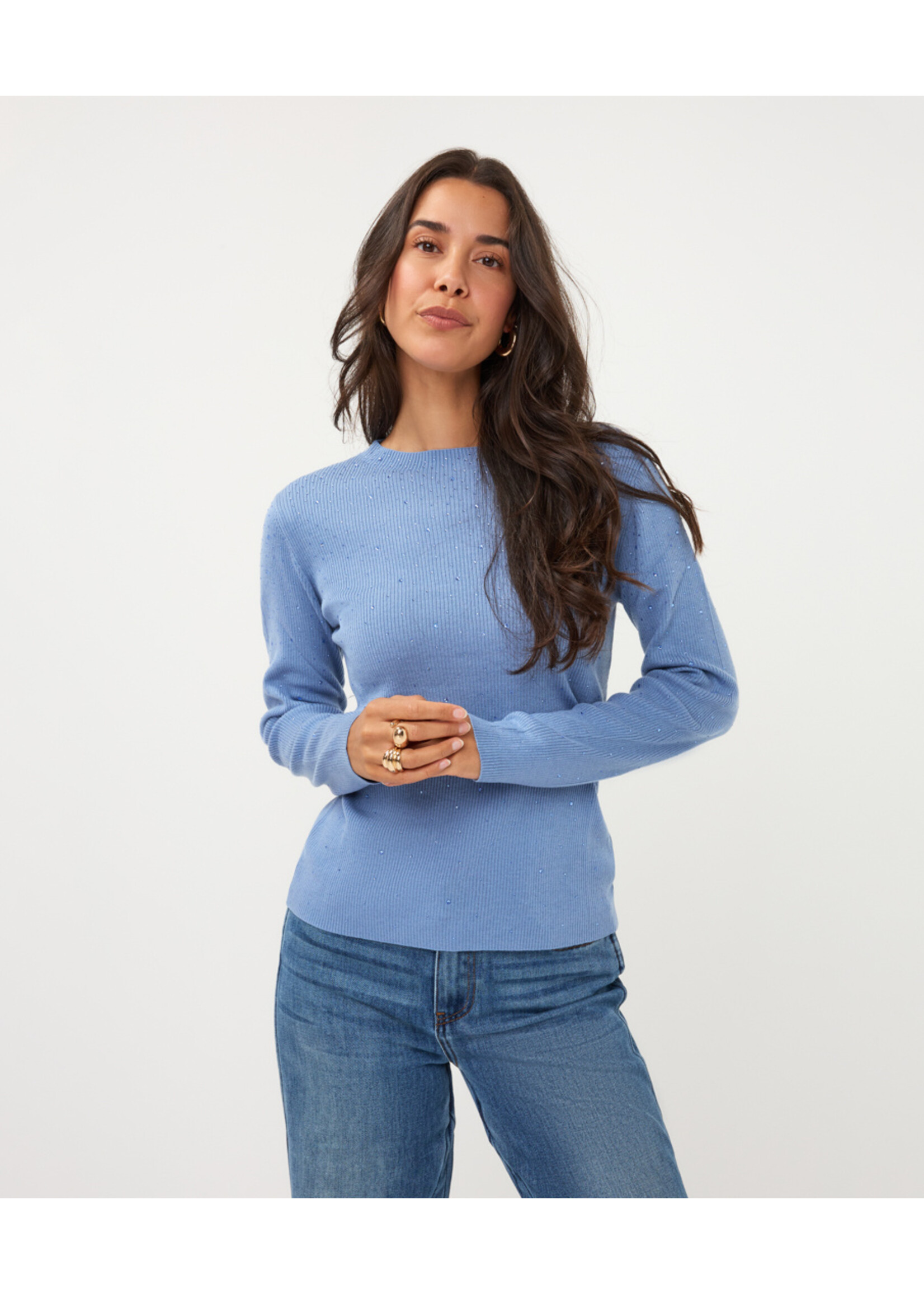 EsQualo Sweater rib l/slve studs W26.02706