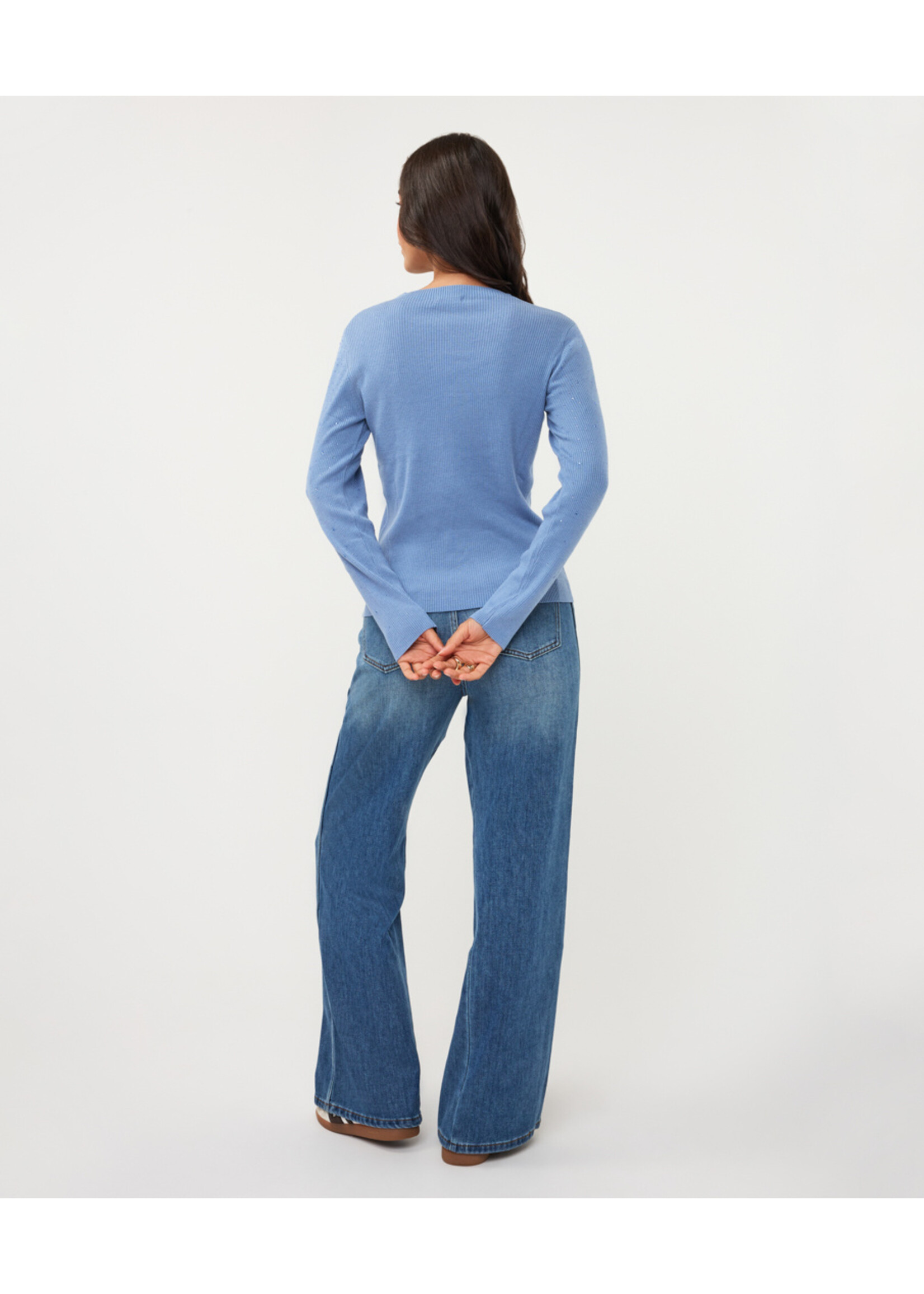 EsQualo Sweater rib l/slve studs W26.02706