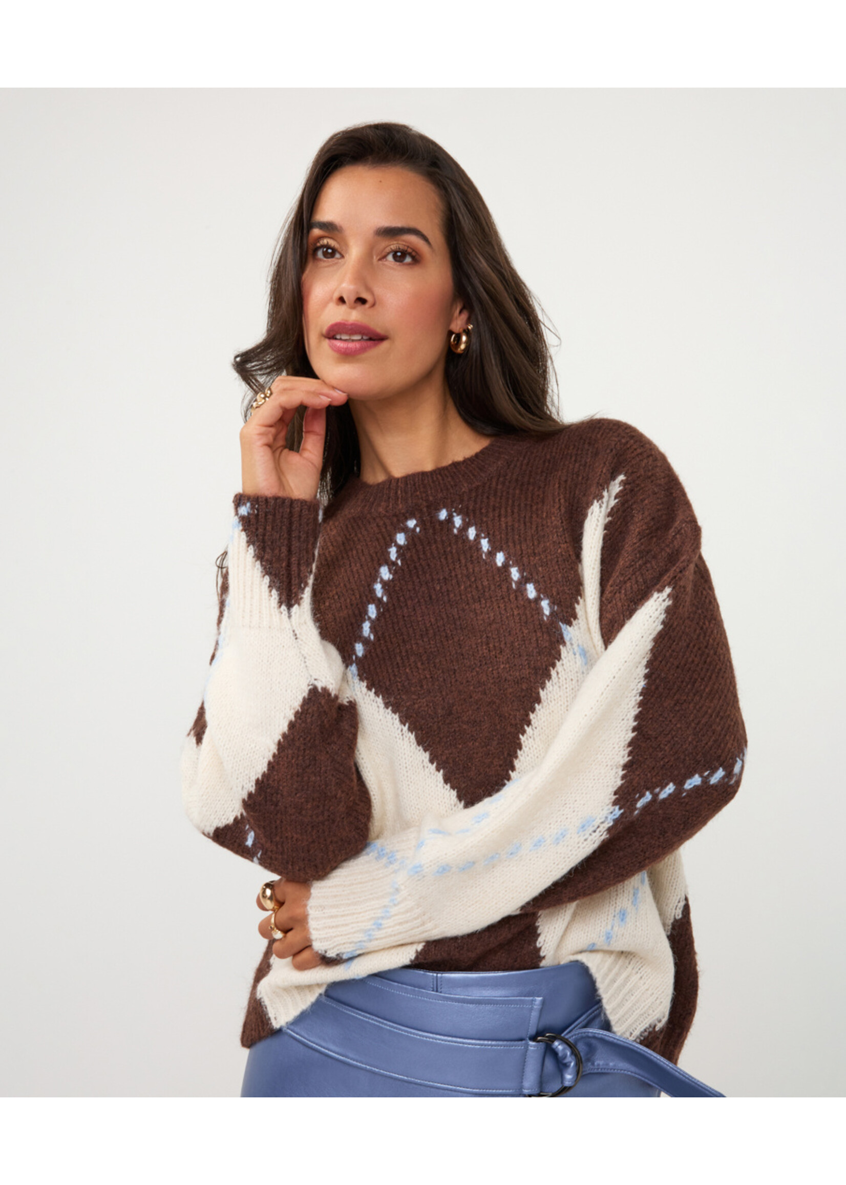 EsQualo Sweater big argyle W26.02709