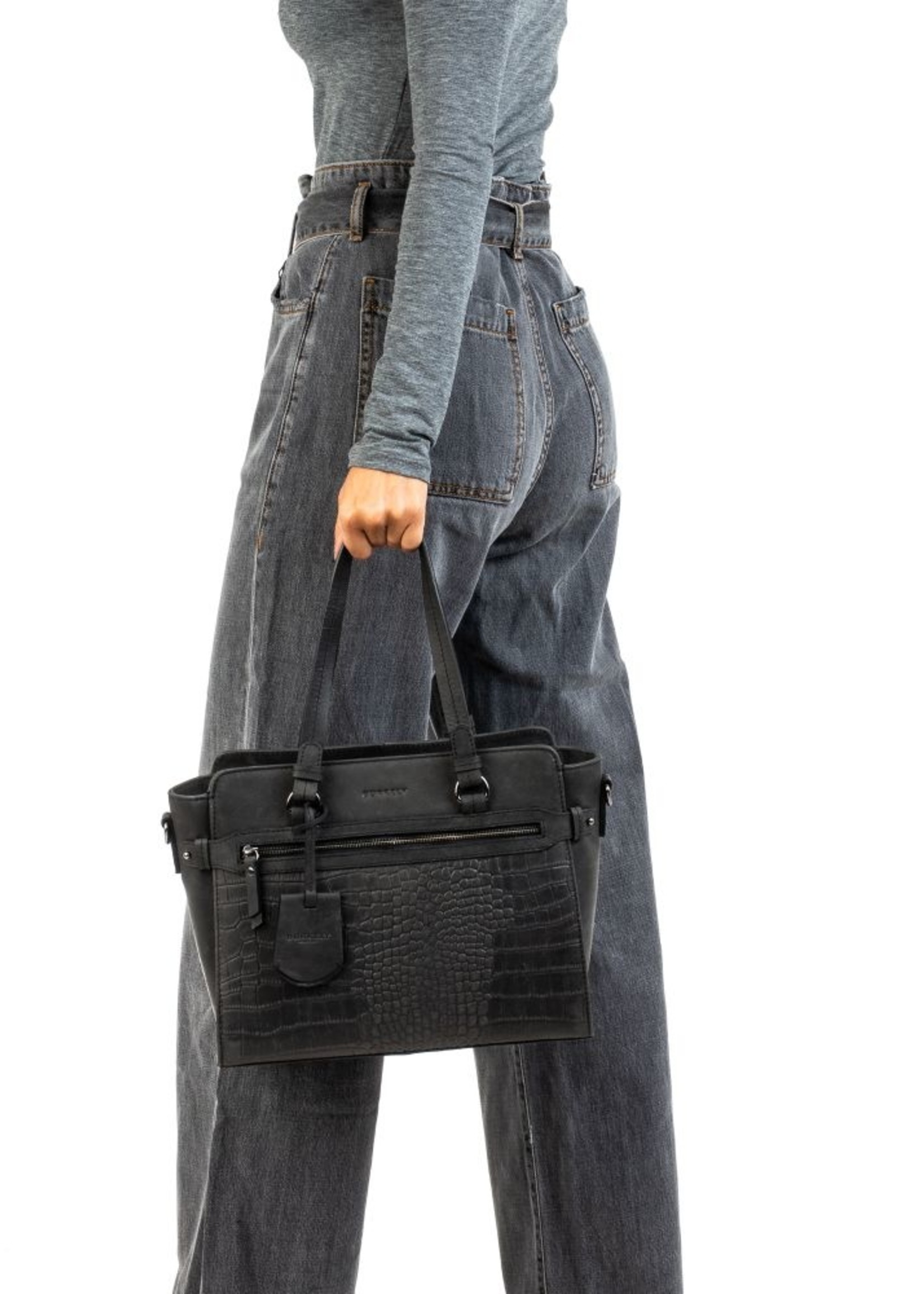 BURKELY Stijlvolle handtas met croco print.
