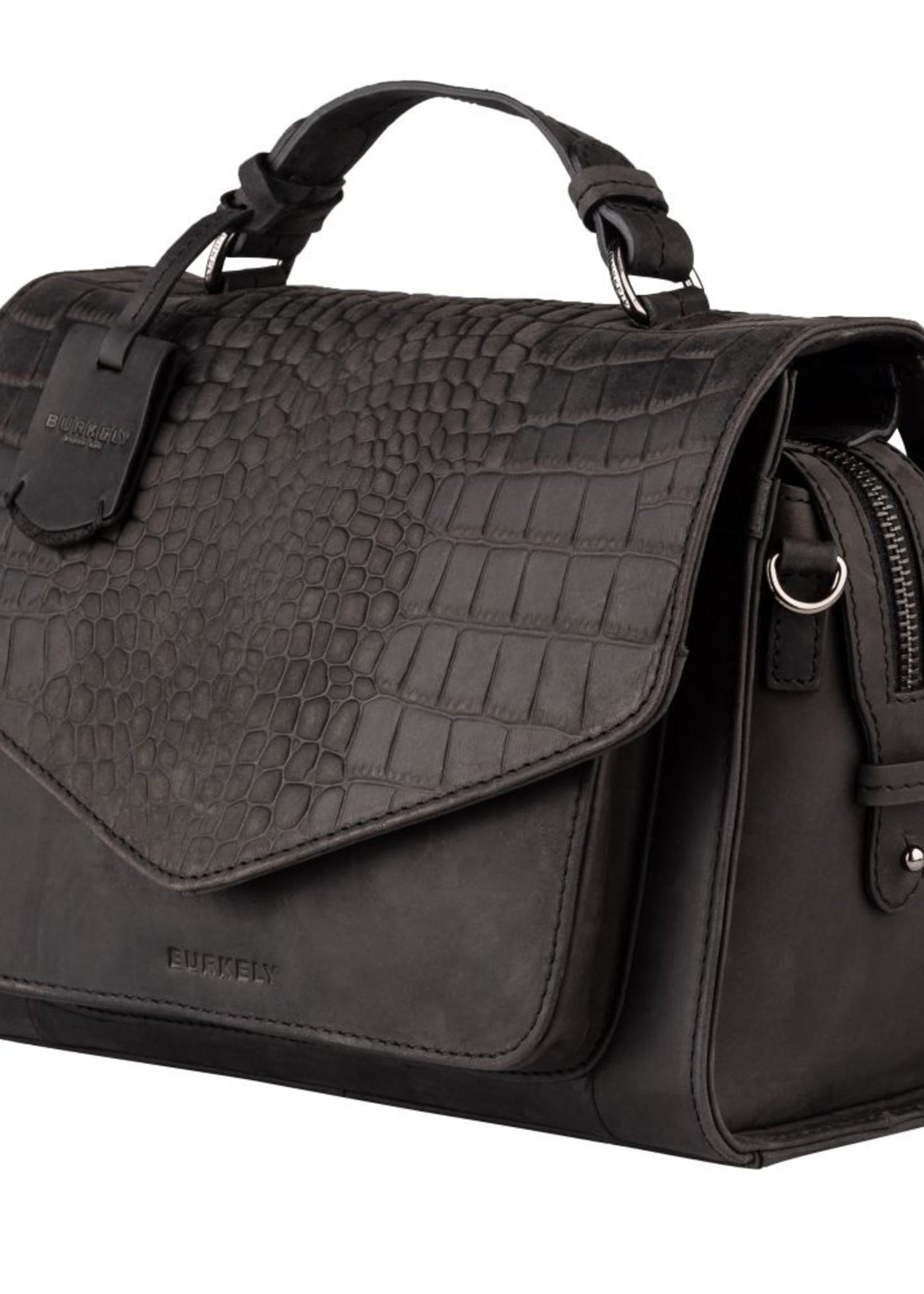 BURKELY Compacte handtas met croco print.