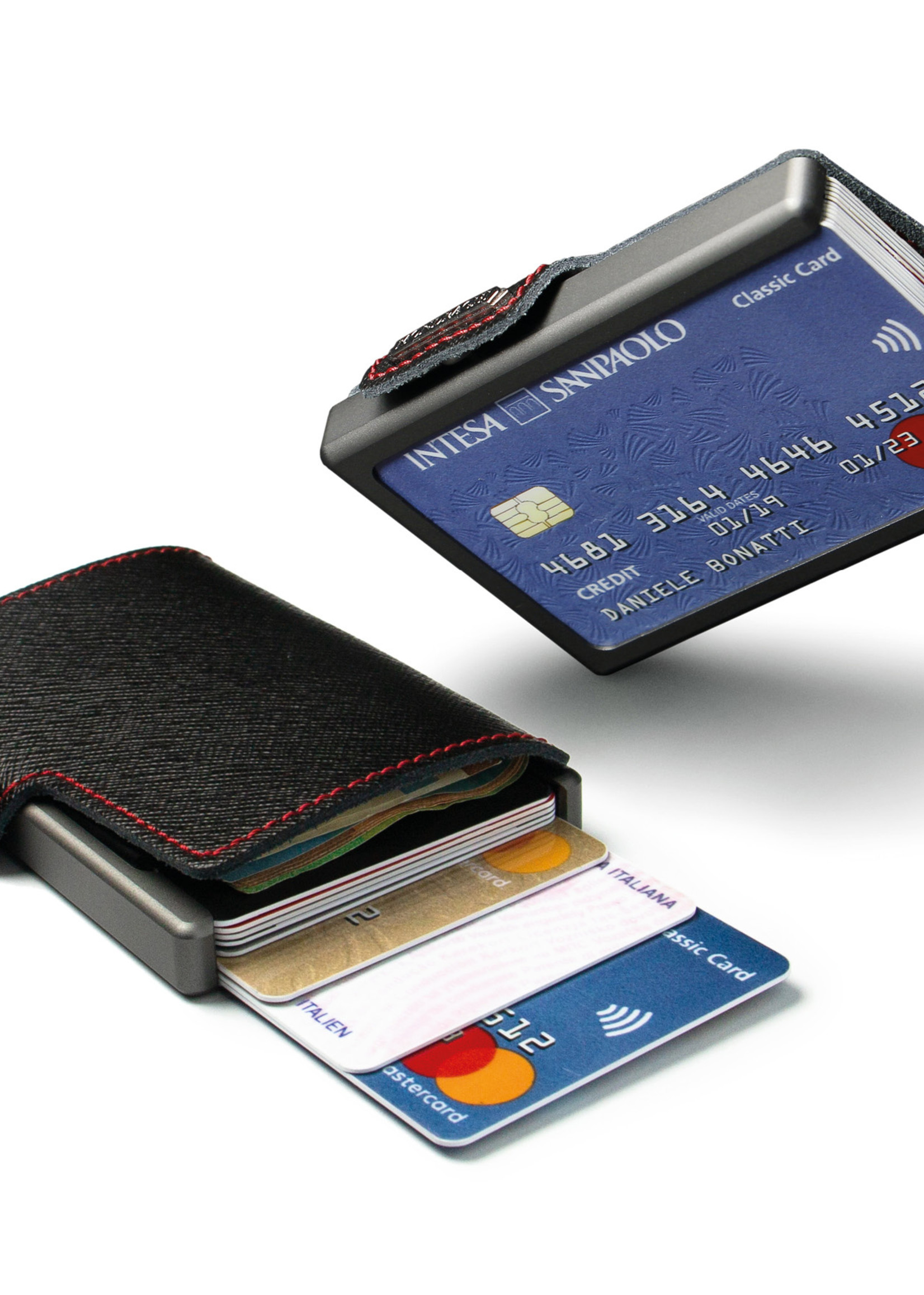 MONDRAGHI Saffiano Stitched Magic Wallet betaalpashouder