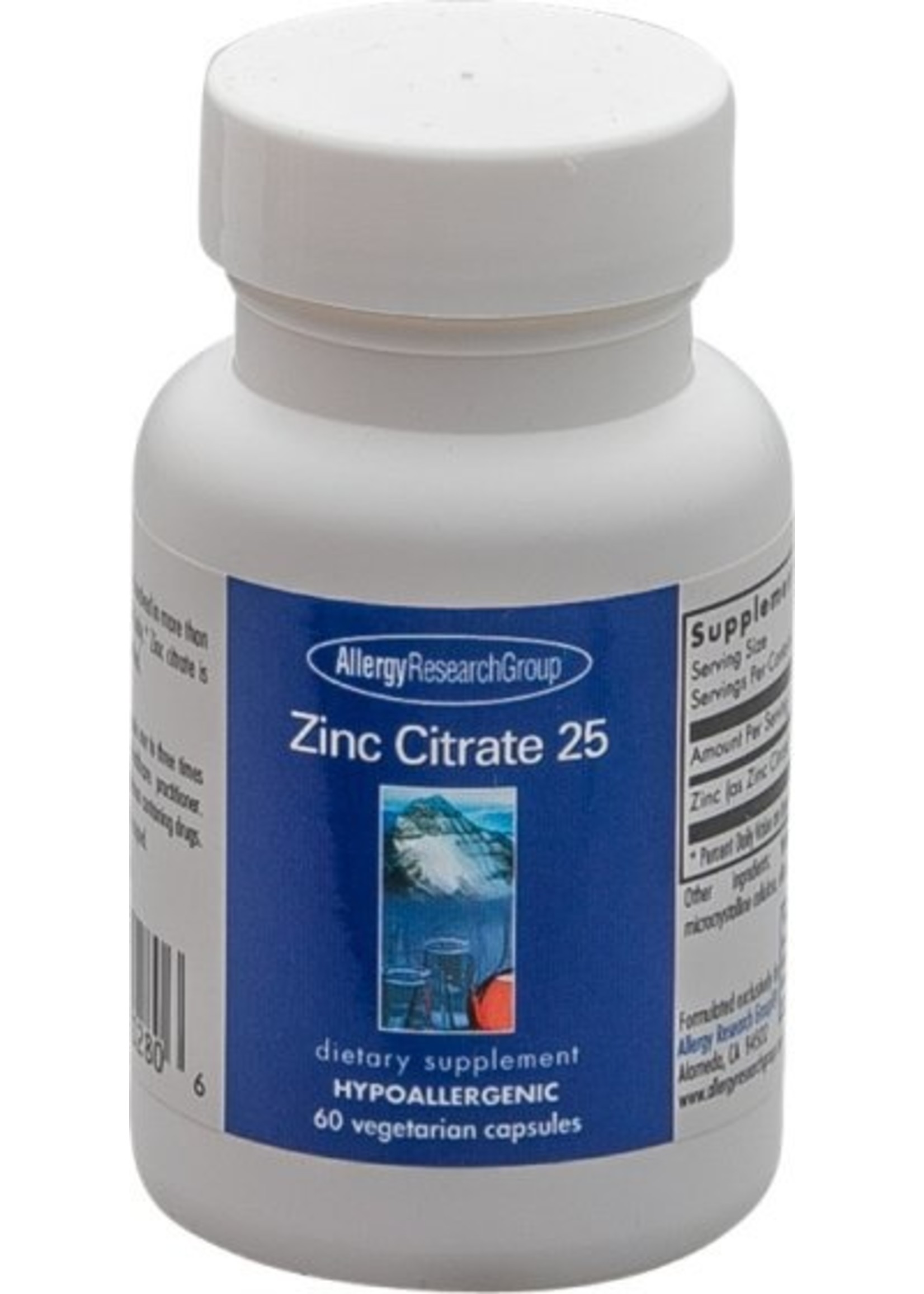 Allergy Research Group Zinc Citrate 25 mg, 60 caps.