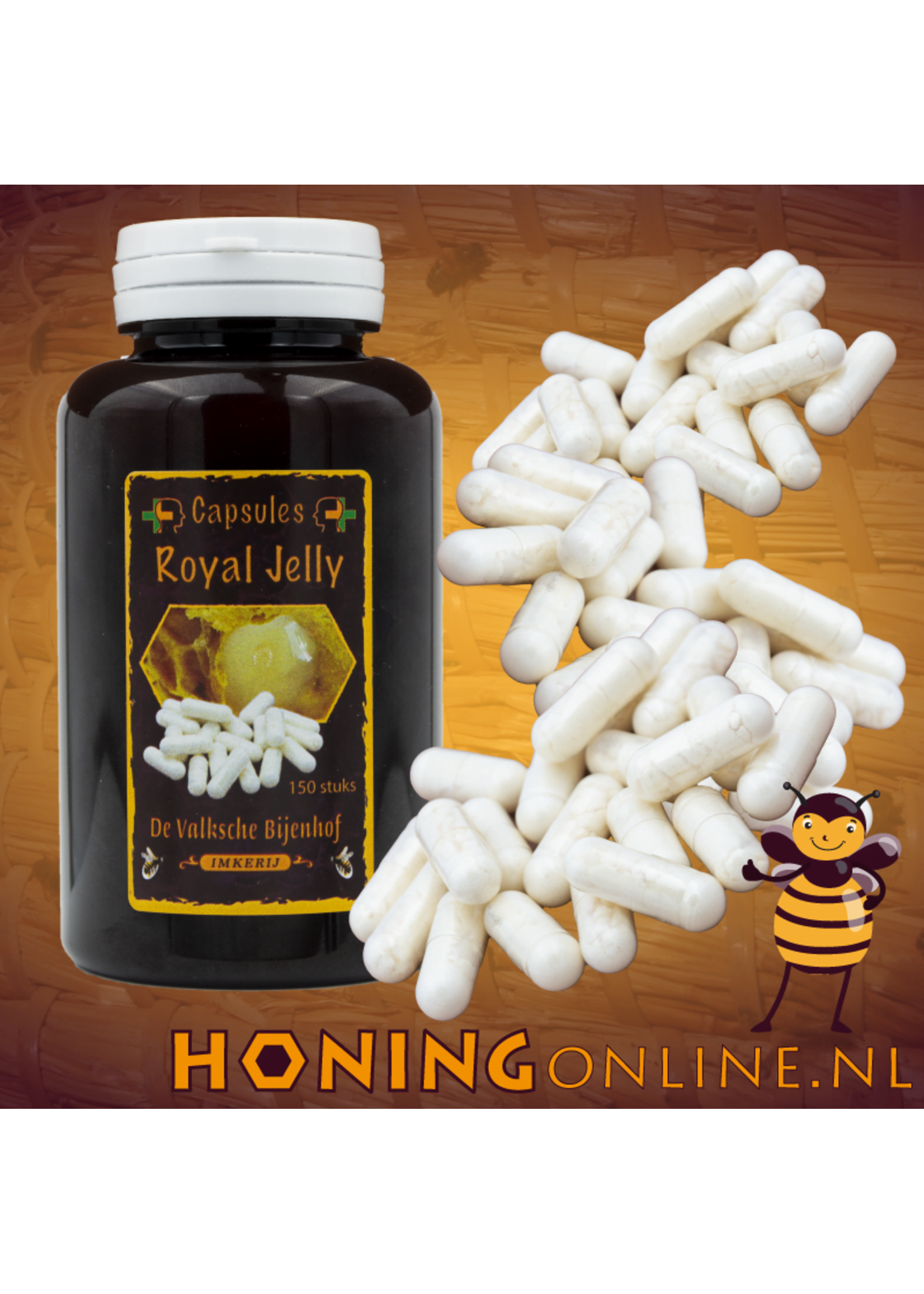 De Valksche Bijenhof Koninginnegeleicapsules Royal Jelly, 75 caps.