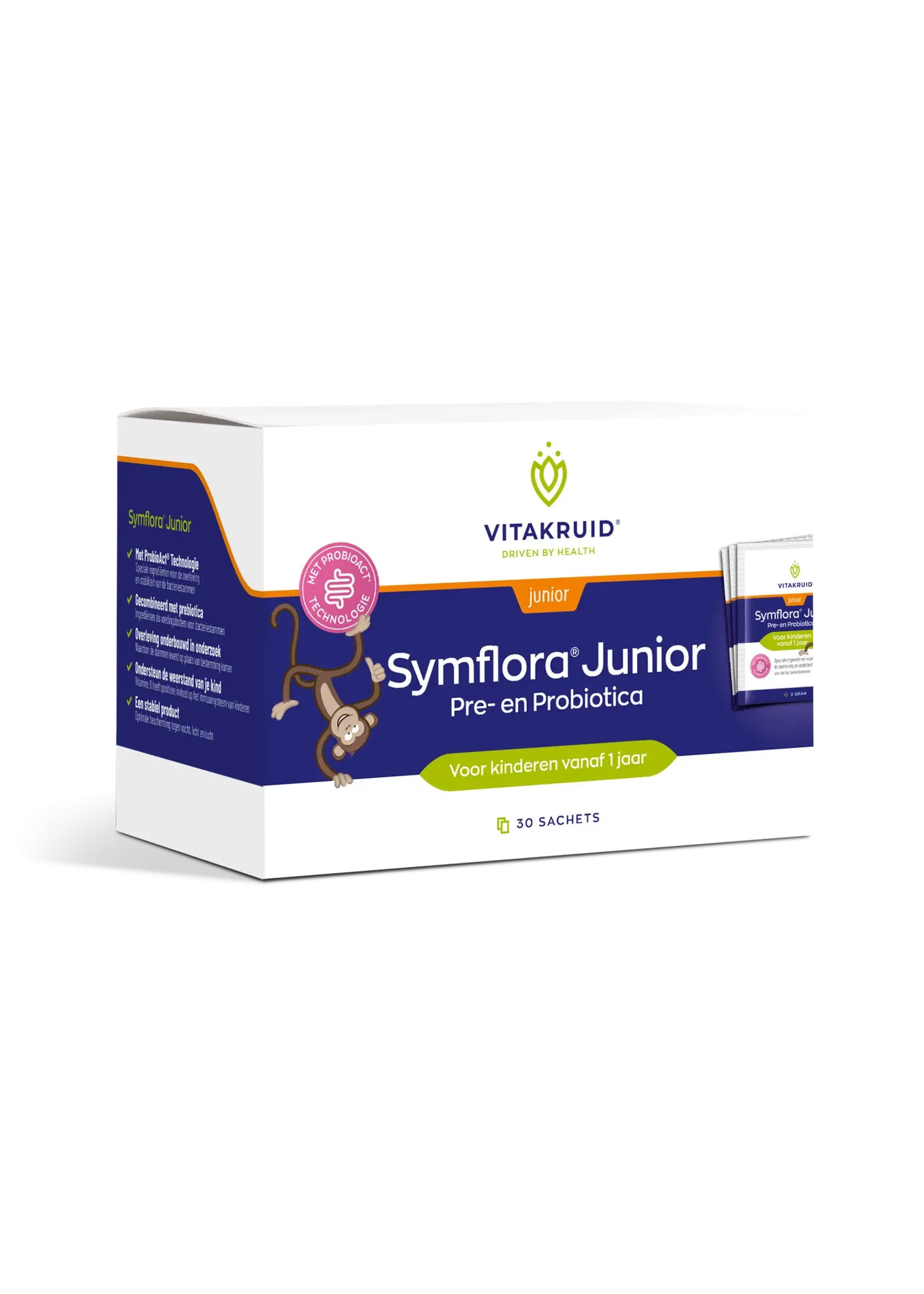 Vitakruid Symflora junior pre- en probiotica, 30 sachets