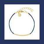 Mint15 armband met gouden tube en marineblauw koord