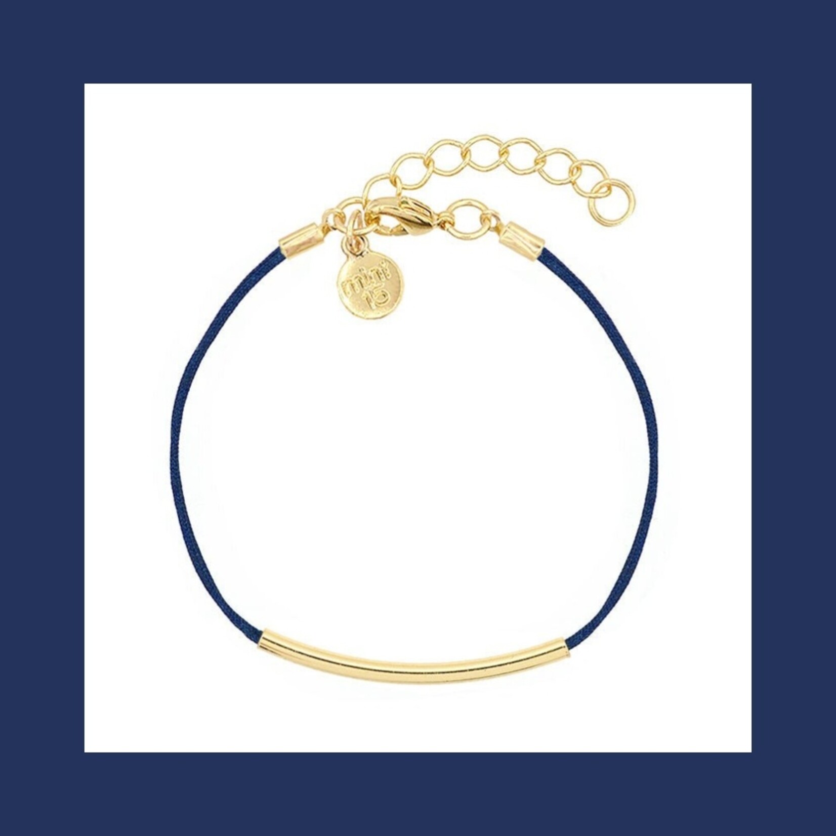 Mint15 goudkleurige armband met marineblauw koord