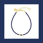 Mint15 goudkleurige armband met blauwe Miyuki kralen