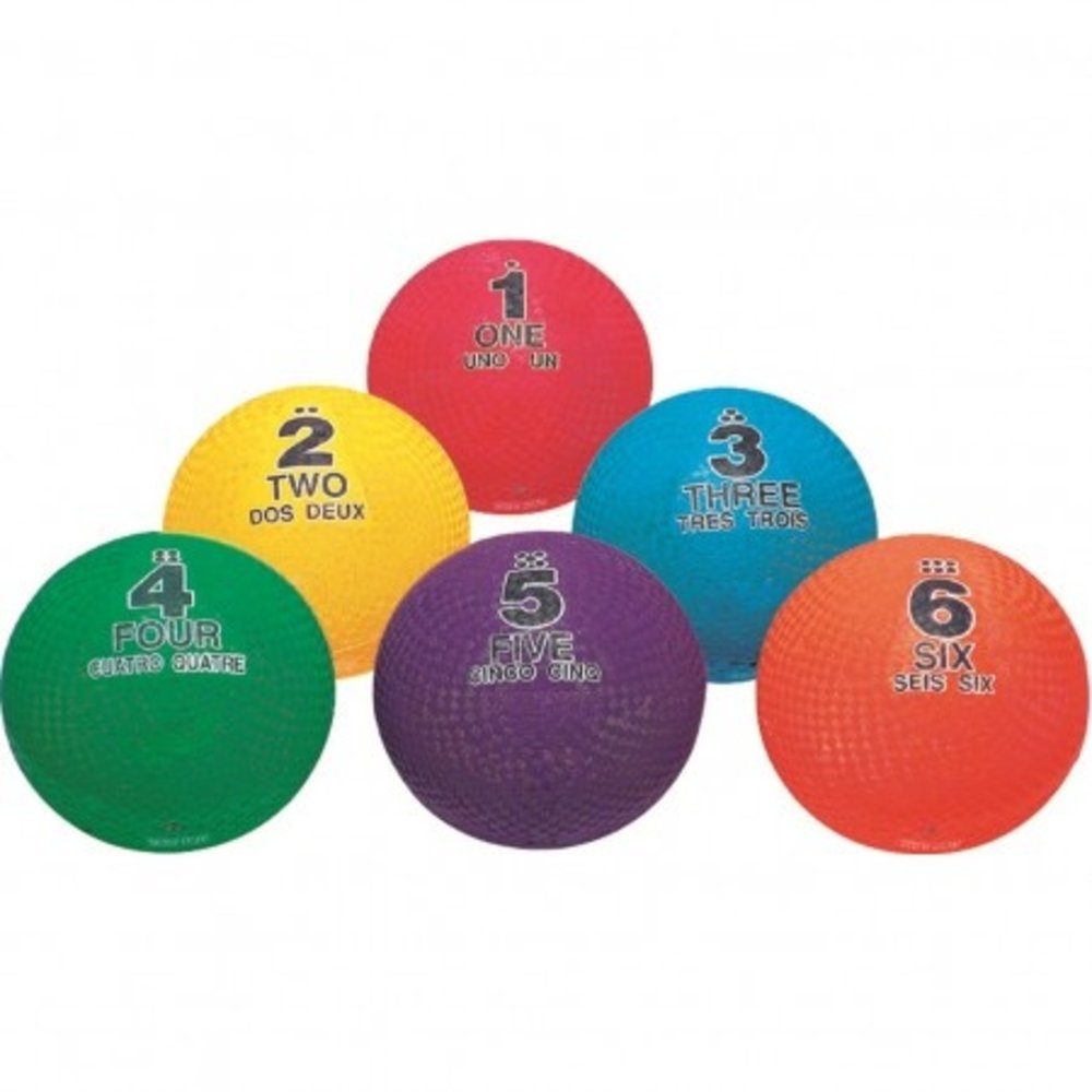 Spordas Cijferballen | Genummerd | Set van 6 gekleurde ballen met getal 1 t/m 6 Spordas Cijferballen | Genummerd | Set van 6 gekleurde ballen met getal 1 t/m 6