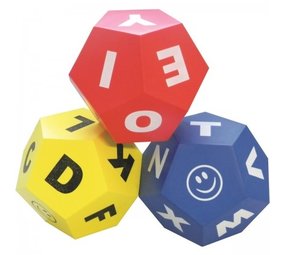 Spordas Letterdobbelstenen | Set van 3 | Bewegend Leren | Rood-Geel-Blauw Spordas Letterdobbelstenen | Set van 3 | Bewegend Leren | Rood-Geel-Blauw
