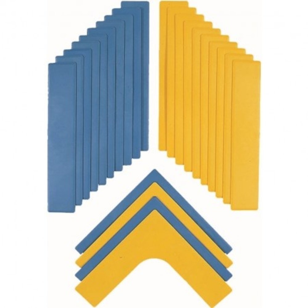 Spordas Set vloermarkeringen | 24 markeerstrips | Geel / Blauw Spordas Set vloermarkeringen | 24 markeerstrips | Geel / Blauw