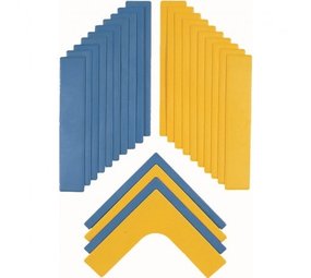 Spordas Set vloermarkeringen | 24 markeerstrips | Geel / Blauw Spordas Set vloermarkeringen | 24 markeerstrips | Geel / Blauw