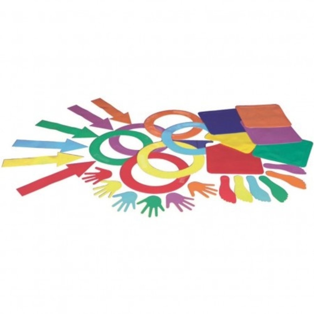 Spordas Set vloermarkeringen | Set van 30 | Pijlen - Handen - Voeten - Ringen Spordas Set vloermarkeringen | Set van 30 | Pijlen - Handen - Voeten - Ringen