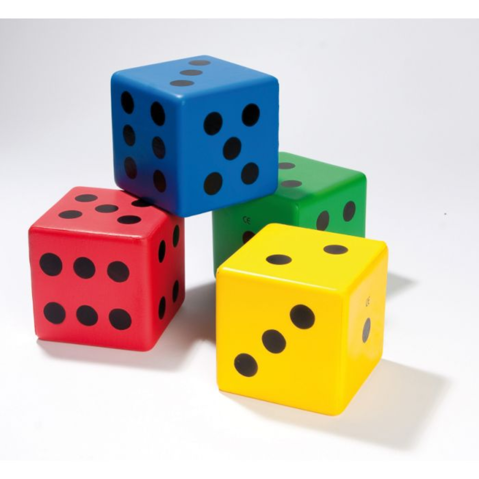 Dobbelstenen | 15 cm | PU-foam | Rood-Geel-Blauw-Groen - SportSpel.Shop