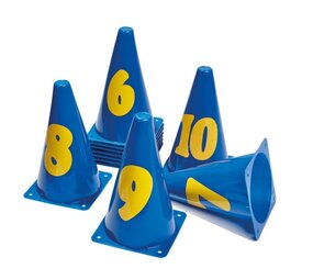 Tanga Sports Pionnen met cijfers | 0 t/m 10 | Set van 11 | 23 cm | Blauw-Geel Tanga Sports Pionnen met cijfers | 0 t/m 10 | Set van 11 | 23 cm | Blauw-Geel