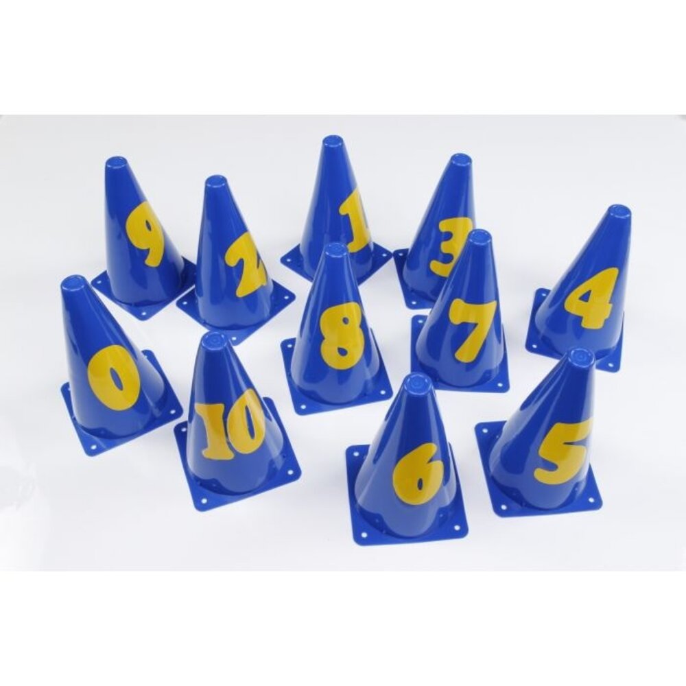 Tanga Sports Pionnen met cijfers | 0 t/m 10 | Set van 11 | 23 cm | Blauw-Geel Tanga Sports Pionnen met cijfers | 0 t/m 10 | Set van 11 | 23 cm | Blauw-Geel