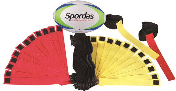 Spordas Rugbyset | Flag rugby | Set van 24 armbanden + Rugbybal