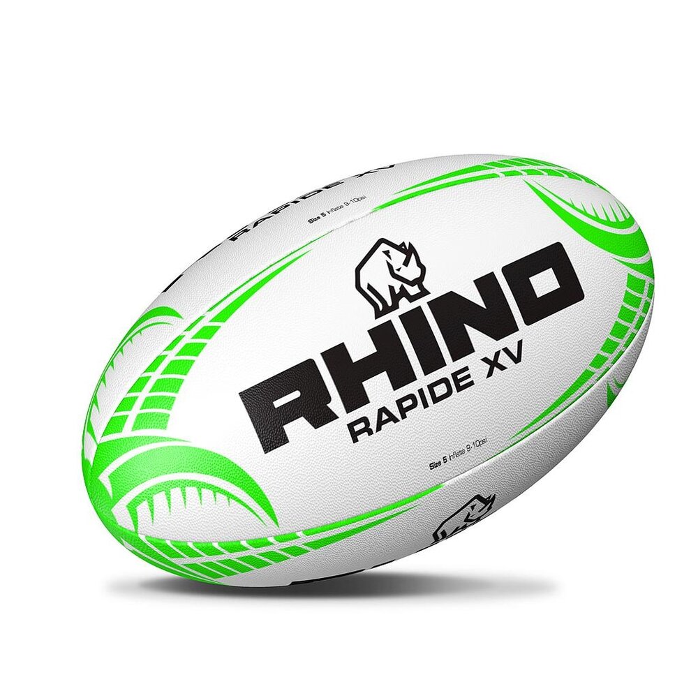 Rhino Rhino Rapide XV Rugby Training Bal | Wit | Maat 5 Rhino Rhino Rapide XV Rugby Training Bal | Wit | Maat 5