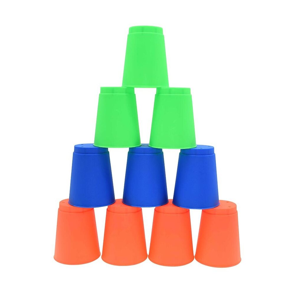 Pre-Sport Stapelbekers | Speed stacking | Groen/blauw/rood | 12 Stuks