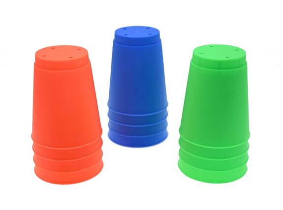 Pre-Sport Stapelbekers | Speed stacking | Groen/blauw/rood | 12 Stuks