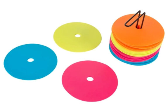 Spordas Set van 24 Kleine Spot Markers | Neon Kleuren | Antislip | 15 cm