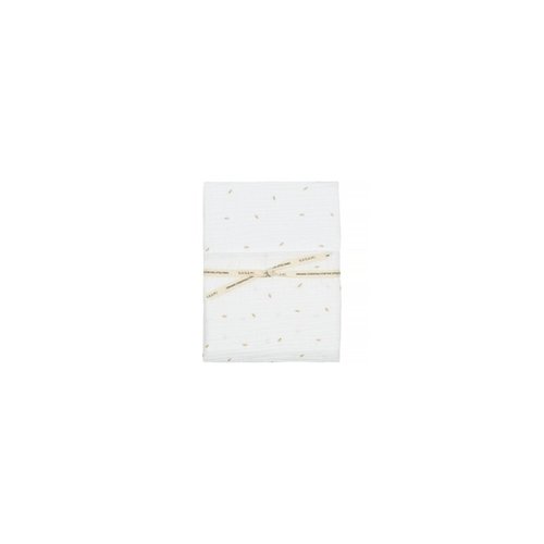 Nanami Baby hoeslaken Offwhite leaf print sand Nanami Baby hoeslaken Offwhite leaf print sand