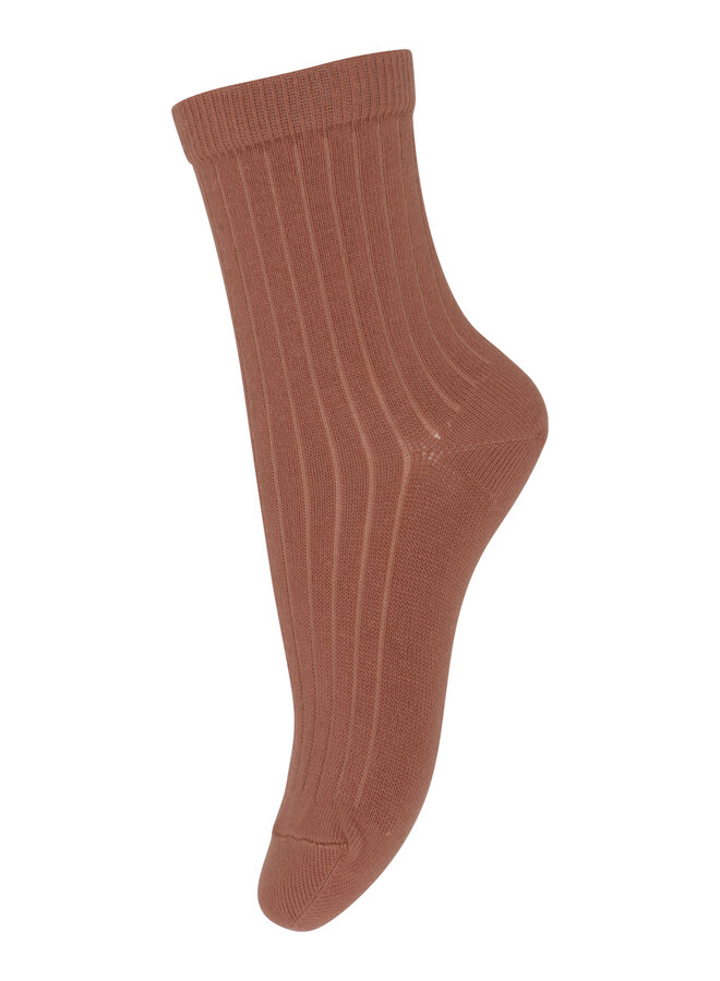 Cotton Rib Socks Copper Brown