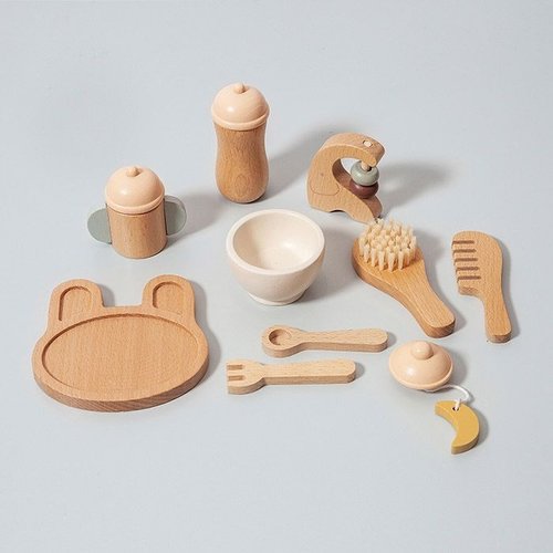 Petit Monkey Wooden baby feeding set Petit Monkey Wooden baby feeding set