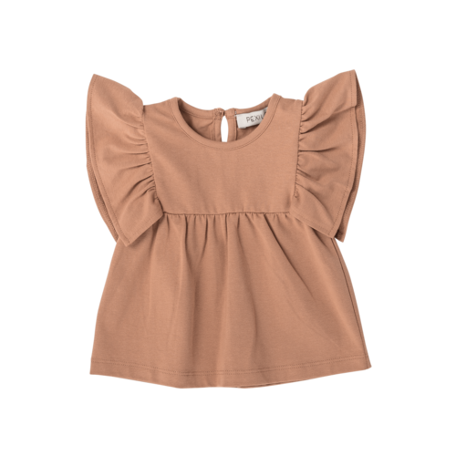 Pexi Lexi Pexi Lexi - Tee Ruffle Girls Tawny Brown Pexi Lexi Pexi Lexi - Tee Ruffle Girls Tawny Brown