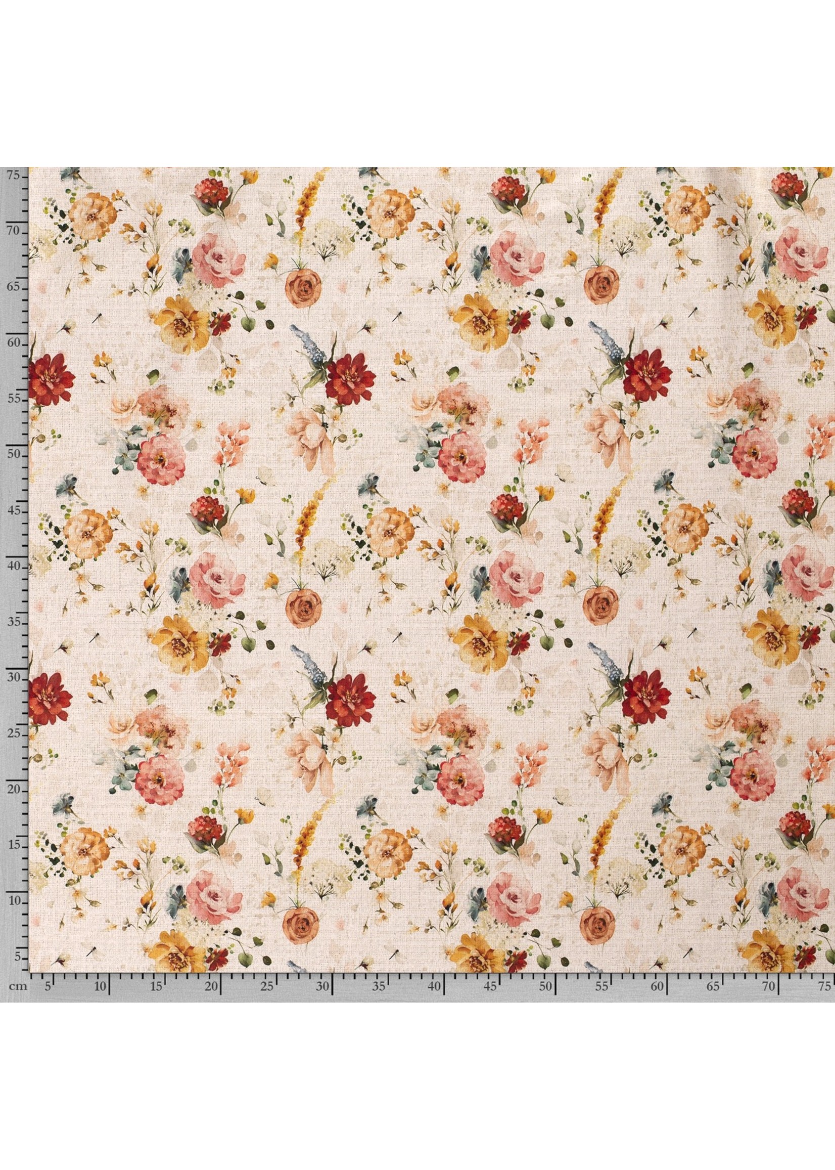 French Terry digital printed Roses Beige