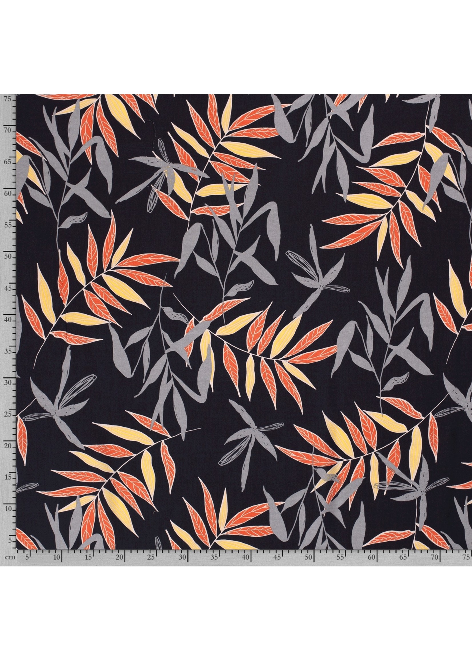 Viscose Poplin printed Flowers Navy