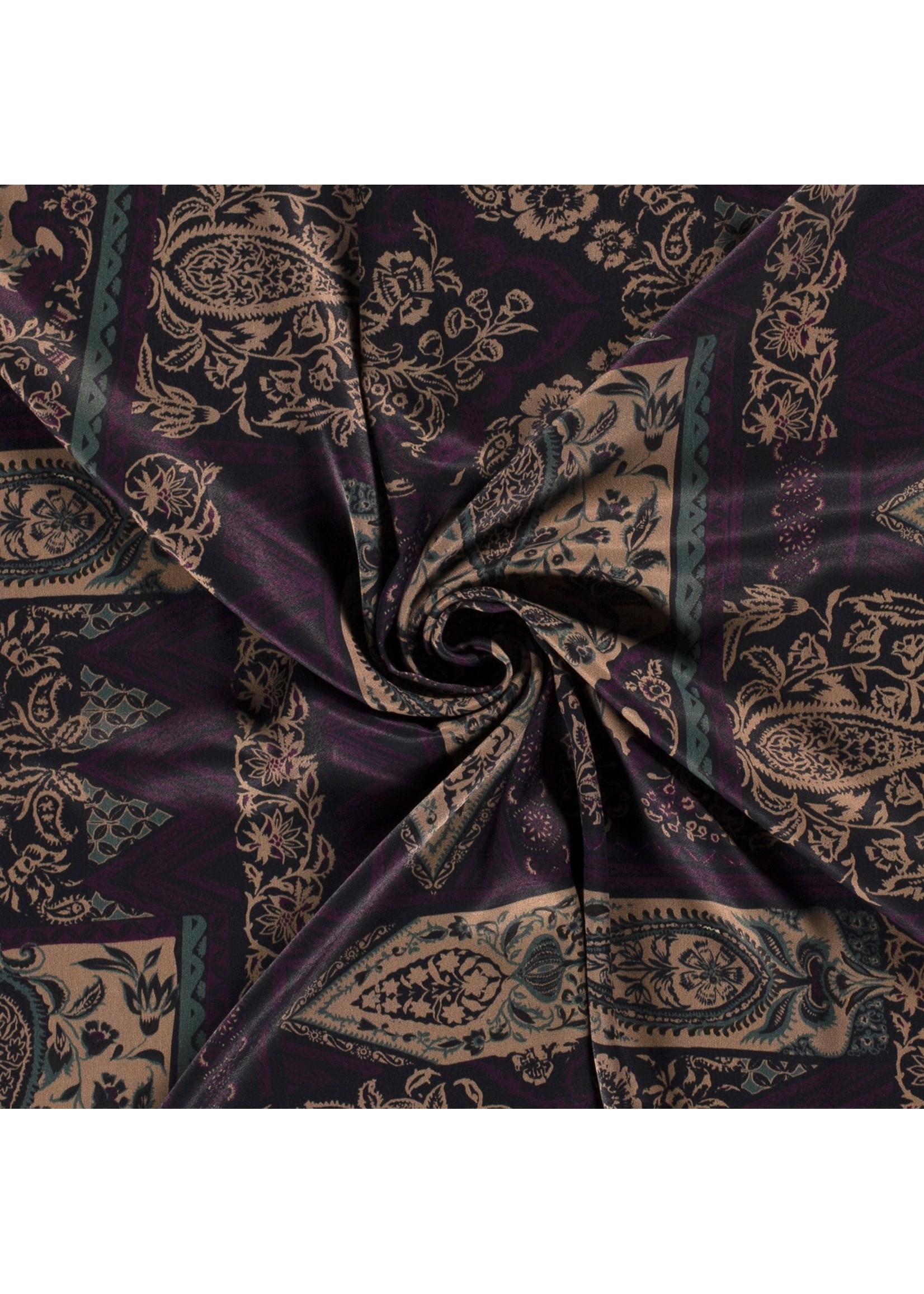 Viscose Satin digital printed Abstract Purper