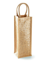 Shimmer Jute Bottle Bag - Natural Gold