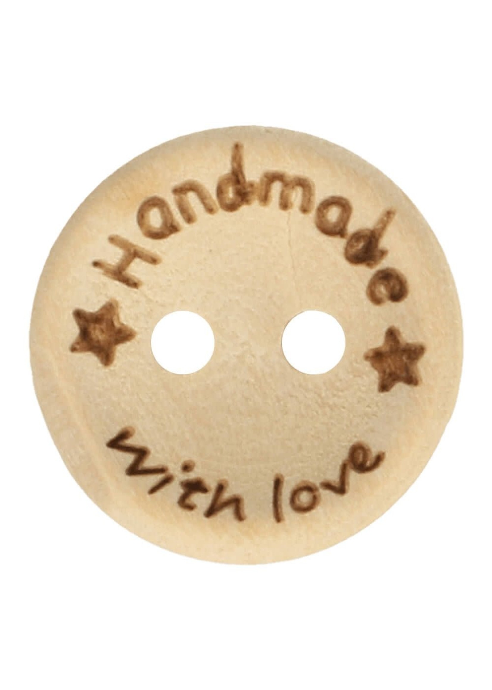 Knoop hout 'Handmade with Love' 15mm - per 2