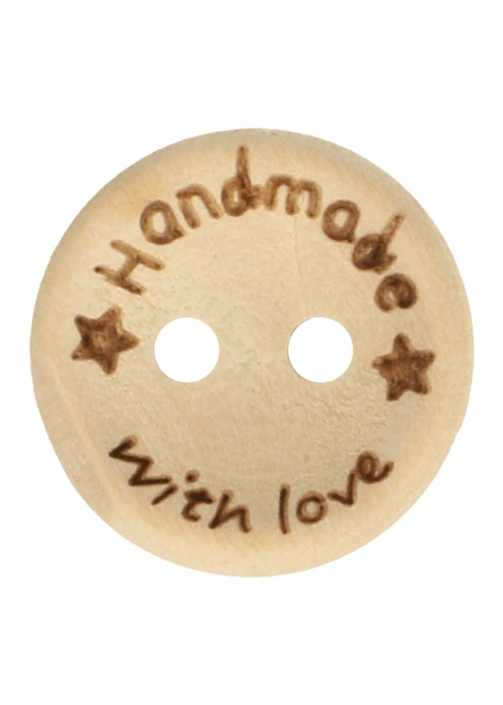 Knoop hout 'Handmade with Love' 20mm - per 2