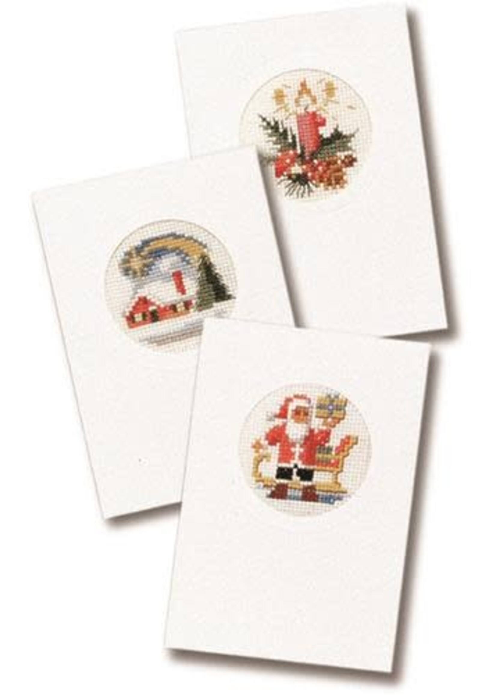 Borduurpakket telpatroon aïda 3 kerstkaarten 10,5 x 15 cm