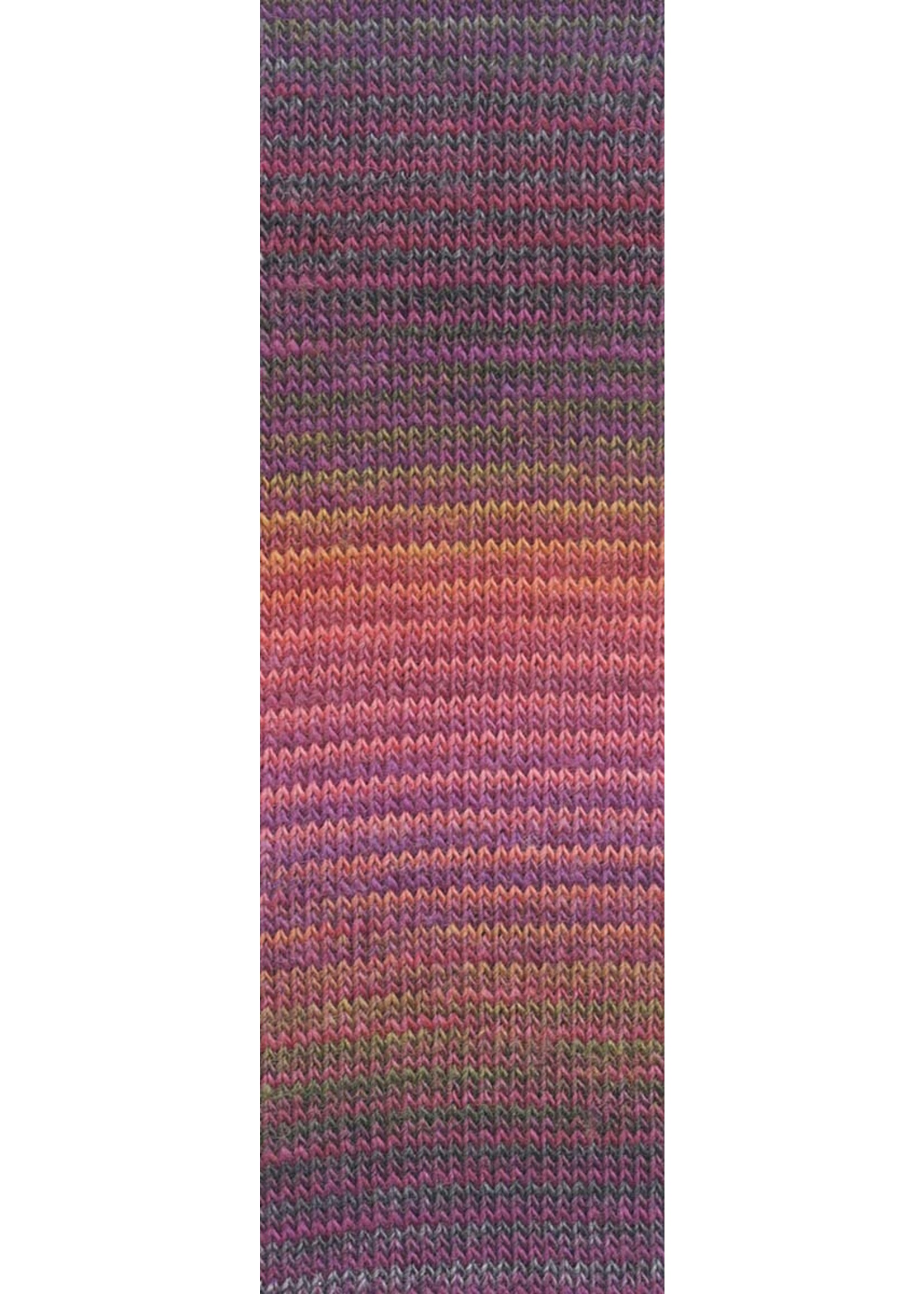 LangYarns Mille Colori Socks & Lace Luxe - 0204 bordeaux/donker groen/zalm