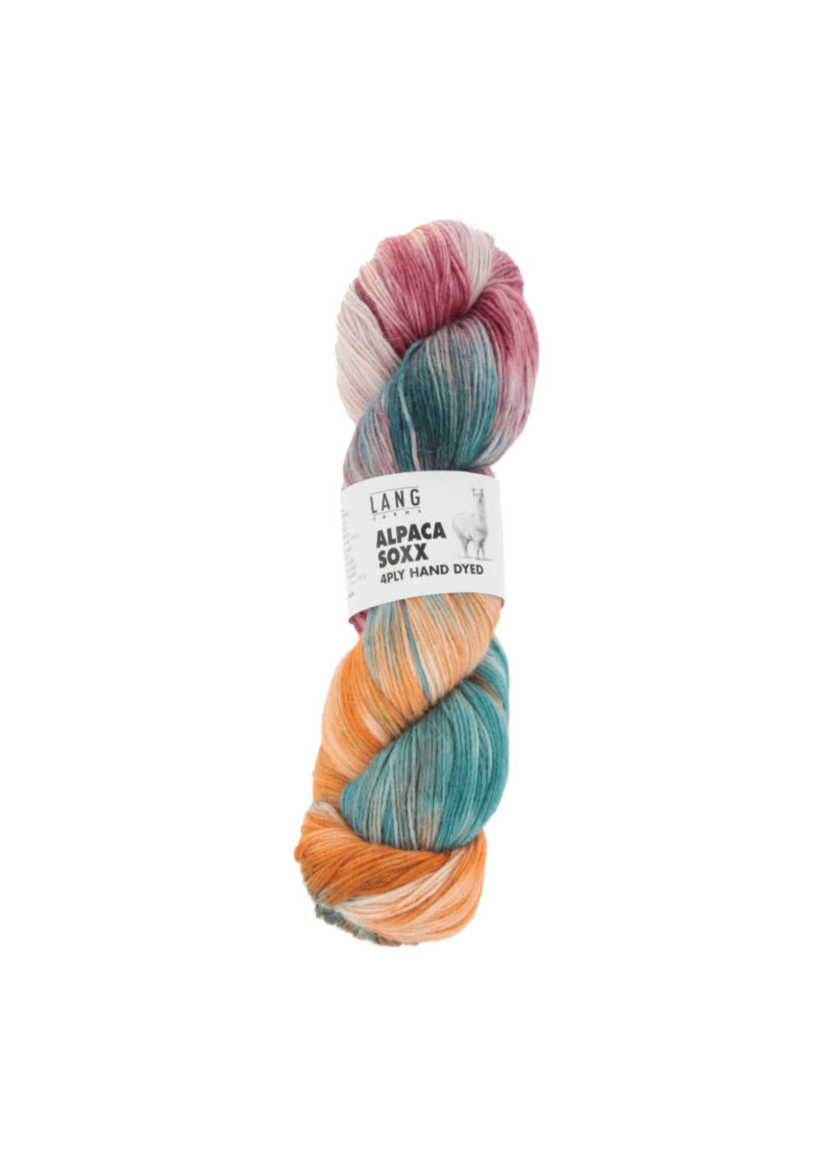 LangYarns Alpaca Soxx 4-ply Hand Dyed - 0006 Oranje/turquoise/rose