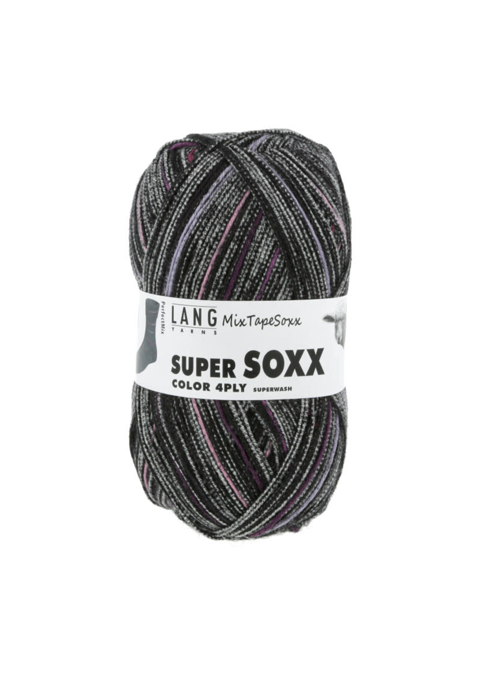 LangYarns Super Soxx Color 4-ply - 0454 Zwart/violet Perfect Mix