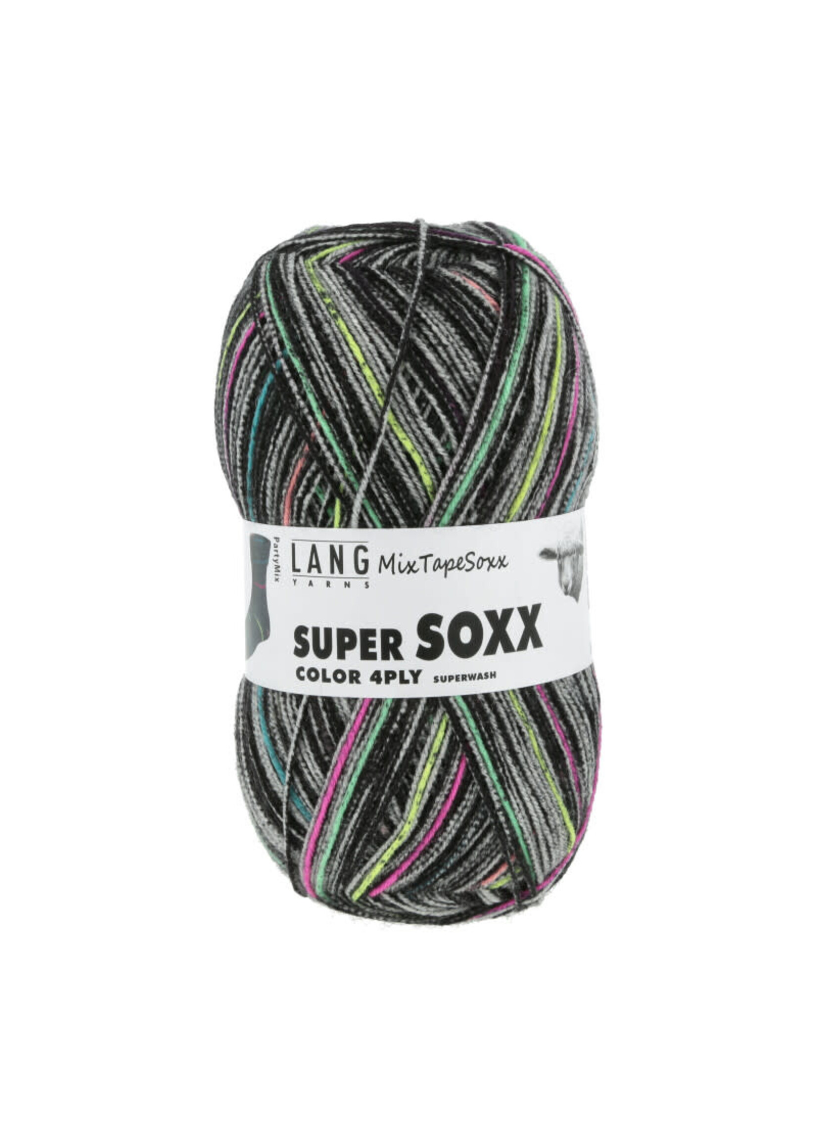 LangYarns Super Soxx Color 4-ply - 0456 Zwart/bonte kleuren Party Mix