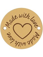 Durable Leren Label Made with Love rond 3,5cm - 2st