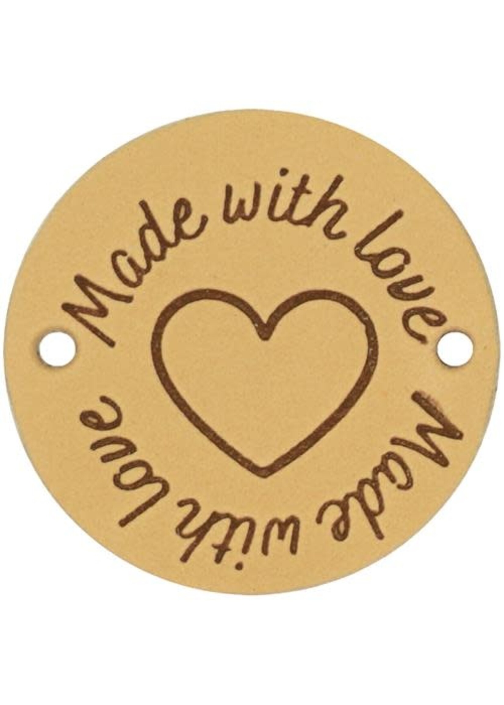 Durable Leren Label Made with Love rond 3,5cm - 2st